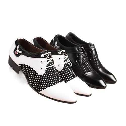 Men's Casual Large Size lace-up Pointed Toe Fashionable Men's Shoes Oxfords(White,9.5)2