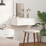 Design moderne et polyvalence : le design simple et rectangulaire en blanc élégant s'intègre parfaitement dans n'importe quelle chambre moderne. Cette table de maquillage n'est pas seulement un meuble fonctionnel, mais aussi un élément de décoration élégant qui ajoute une touche spéciale à votre pièce. Idéal comme table de dressing ou bureau de vanité.