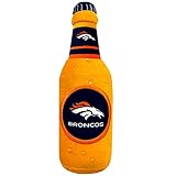 NFL Denver Broncos Beer Bottle Plush Dog & CAT Squeak Toy - Cutest Stadium SODA Bottle Snack Plush Toy for Dogs & Cats with Inner Squeaker & Beautiful Football Team Name/Logo