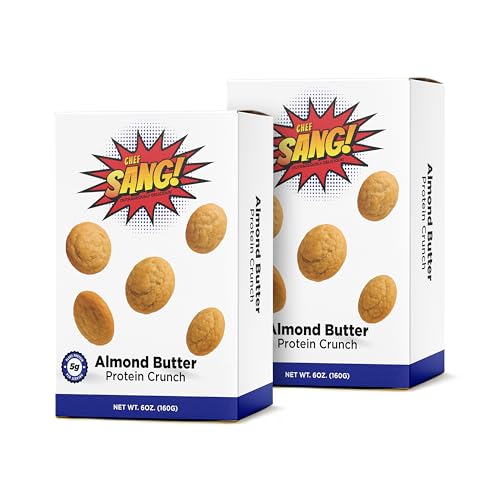 Chef Sang Almond Butter Protein Cookie | 5g Protein | Zero Artificial Flavors | Sweet Protein Dessert | Non-GMO | Crunchy & Flavorful | 6oz (Pack of 2)