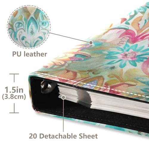 Álbum de fotos Scrapbook adhesivo DIY con patrón floral Ikat pastel, encuadernador de 3 anillos, 40 páginas, tamaño 8x10 miniatura 4