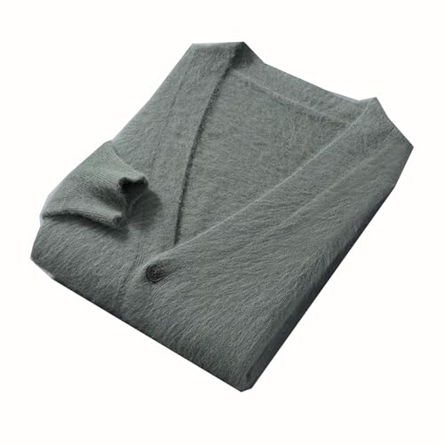 Men Spring V-Neck Cardigan 100 Percent Mink Cashmere Sweater Casual Solid Comfort Cashmere Knitwear