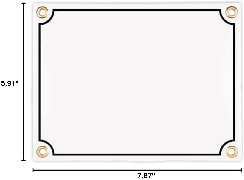 Presonalized House Number Plaque - 8" x 6" (20x15 cm) - Waterproff Door Numbers - Enamel Garden Wall Sign - White