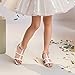 DREAM PAIRS Girls Sandals Ankle Strap T-Strap Low Heel Pearl Flower Pump Dress Wedding Party Square Toe Shoes for Little Kid/Big Kid,Size 13 Little Kid,Silver,KKUMHS2506