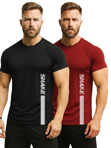 Image of 3Colours RGB Active Fit Men's Sports T-Shirt - Lightweight Quick Dry Polyester Gym & Running Wear-Shake