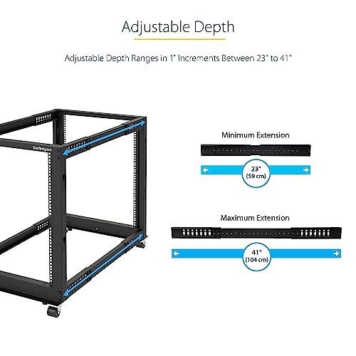 Startech 4-Post 12U Mobile Open Frame Server Rack, 19In Network Rack With Wheels, Small Rolling Rack For Computer/Av/Data/It Equipment - Casters, Leveling Feet Or Floor Mounting (4Postrack12U) #TOP3