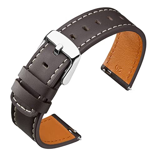 Image of ANNEFIT 22mm Watch Band, Quick Release Genuine Leather Replacement Strap (Dark Brown)