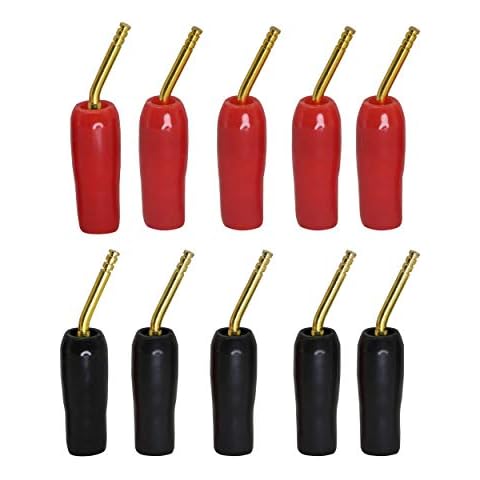 CERRXIAN Gold Plated 2mm Banana Plug Screw Type Audio Speaker Cable Connector Adapter(Black & Red,10-Pack) Cover