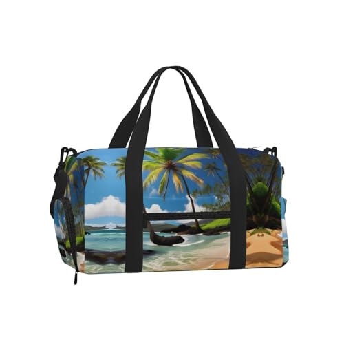 Bolsa de equipaje de mano de gran capacidad con diseño de palmeras caribeñas