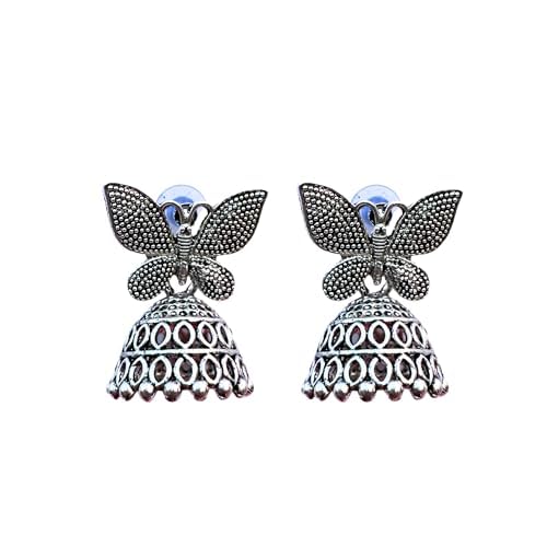 ISHITA COLLECTION Oxidised Silver Butterfly Shaped Jhumki Earrings for Women | Antique Silver Butterfly Jhumka Jewelry | Ethnic and Traditional Designer Earrings for girls (B0DGGLL442) Amazon Price History, Amazon Price Tracker