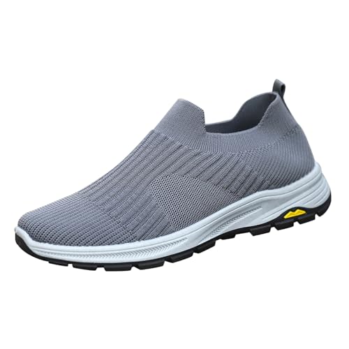 Zapatillas de deporte para hombre sin cordones ortopédicos, zapatos de caminar deportivos, transpirables, ligeras, modernas, zapatillas de correr cómodas, gris, 44 EU