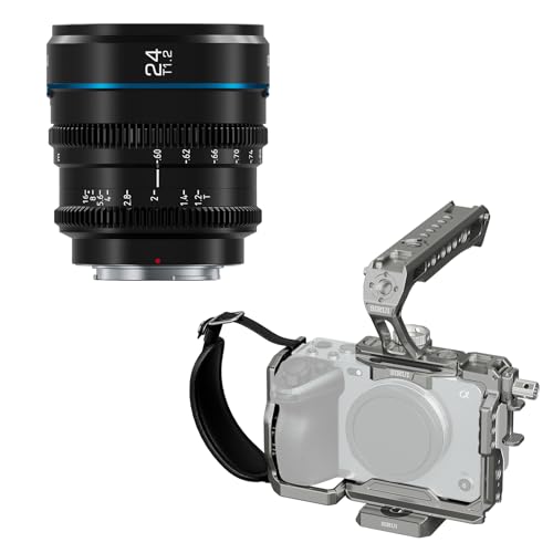SIRUI Night Walker 24mm S35 Manual Focus Cine Lens, and Camera Cage Kit for Sony FX 3 FX30 with Top Handle