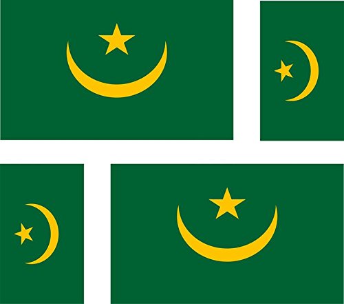 Akachafactory 4 x Autocollant Sticker Voiture Moto Valise pc Portable Drapeau Mauritanie
