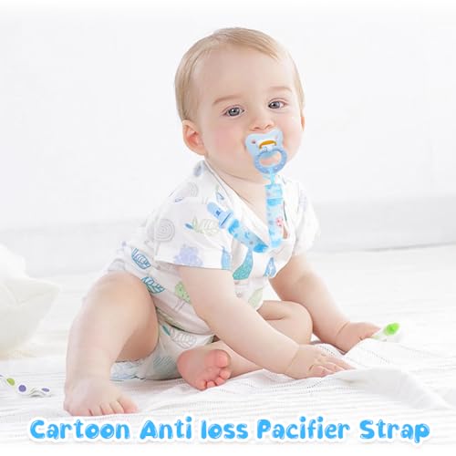 Image of SNOWIE SOFT 4pcs Anti Lost Pacifier Strap Clip for Toddlers Cartoon Fabric Pacifiers Clip for Soother, Anti Lost Baby Pacifier Attaching Strap
