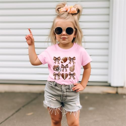 Image of JINTING Football Shirts for Boys Girls Game Day Tshirt Toddler Football Season Tee Kids Bow Coquette Tops