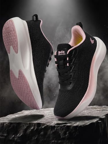 Image of BEFIT Women's Sport Shoes Breathable Lycra Lining Rubberised EVA Outsole Lightweight Slip On Footwear for Walking Gym Training Casual Travel and Outdoor Activities - Black