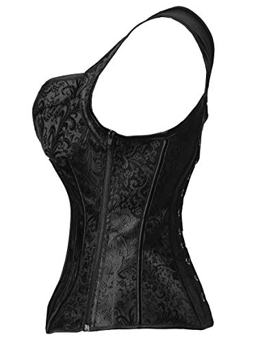 Bslingerie Womens Waist Cincher Bustier Boned Corset (XXL, Black Strap) - Thumbnail 3