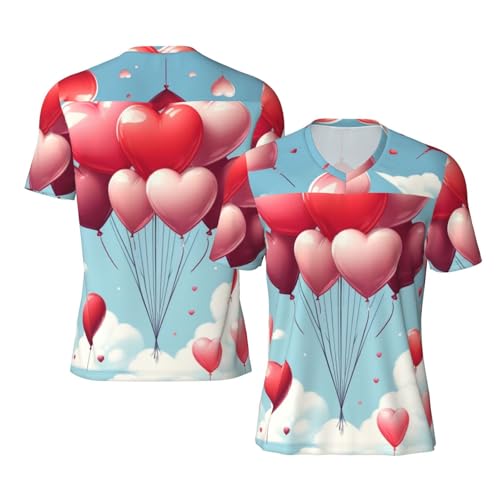 Stylish Athletic Sports Jersey Love-Balloons-Valentine Men's Rugby Jersey Medium Black
