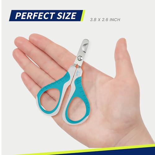 WePet - Cortauñas profesional para mascotas, tijeras curvadas para gatos, perros, cachorros, hámsteres, conejos y animales pequeños, afilados, color azul seguro - imagen 4