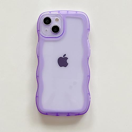 GINASH Funda Transparente a Prueba de Golpes para iPhone 11 12 13 Pro XS MAX XR Onda rizada Transparente para iPhone 7 8 Plus Funda Trasera para teléfono, Púrpura, para iPhone XR