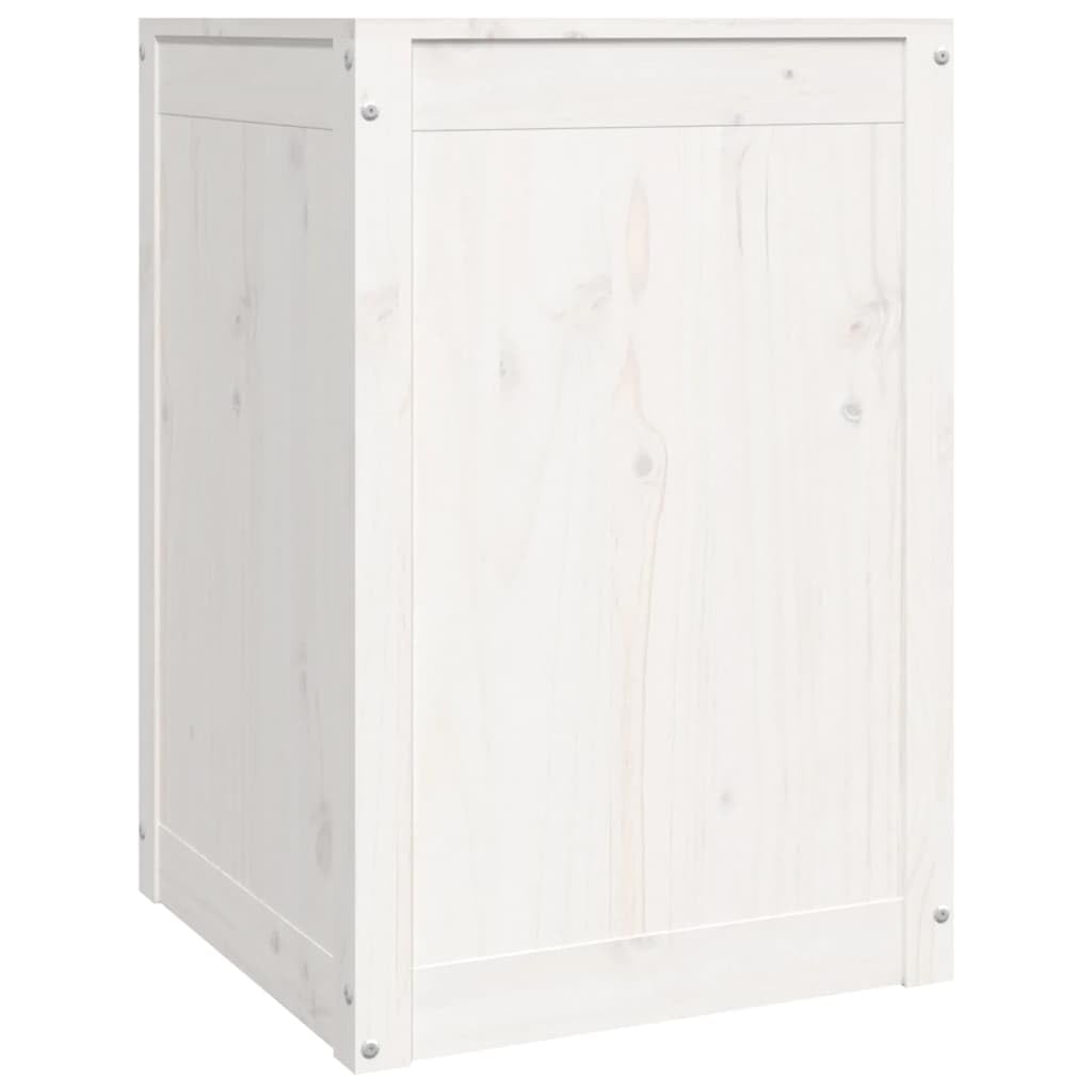 Wäschetruhe Weiß aus massivem Kiefernholz 44x44x66 cm mit Deckel und Gasdruckfeder großer Wäschebehälter Wäschekorb Wäschesammler für Badezimmer Schlafzimmer Haushalt