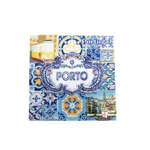 Imán decorativo azulejo de Porto Portugal colorido