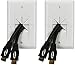 DataComm Electronics 45-0017-WH-2PK (2 Pack) Split Style TV Plate with Flexible AV/HDMI Cable Pass-Through - White