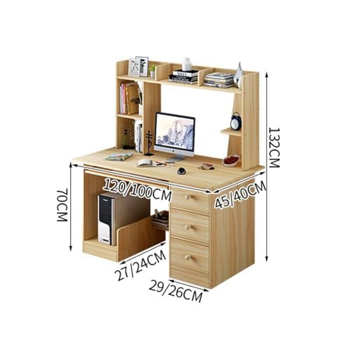 Bureau en bois assemblage facile table écriture avec rangements - 4