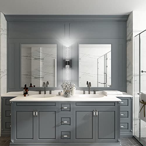 Tipace Black Led Crystal Bathroom Vanity Light Fixtures,Modern Wall Sconces Bubble Glass Wall Lights,6000K Wall Lamp For Bathroom,Living Room, Bedroom,Hallway #TOP2