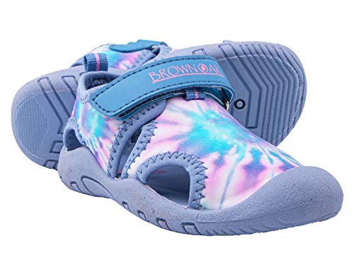 Brown Oak Kids Water Shoes Quick Dry Anti Slip Closed Toe Aqua Swim Sport Sandals (Toddlers/Little Kids)