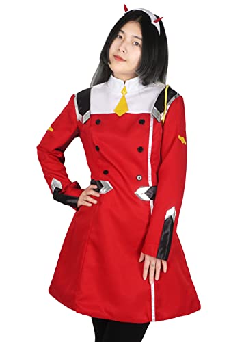 Panoplie cosplay de Zero Two haute fidélité avec uniforme Darling in the FranXX et accessoires
