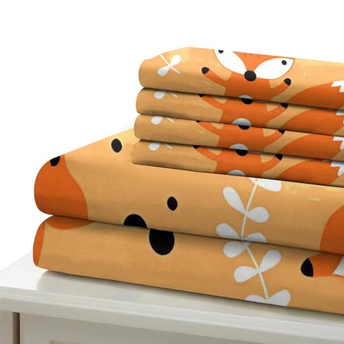 Housses de couettes imprimé 3D renard couronne microfibre double