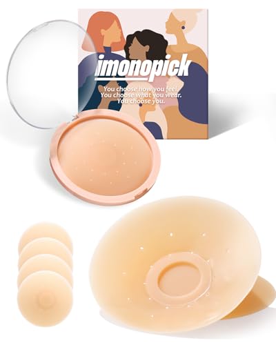 Nipple Covers For Women, 2 Pairs Sticky Bra, Reusable Pasties Nipple Covers Waterproof with Travel Box