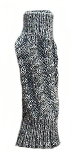 Guantes largos sin dedos mujer alpaca gris mitones trenzados invierno punto talla única