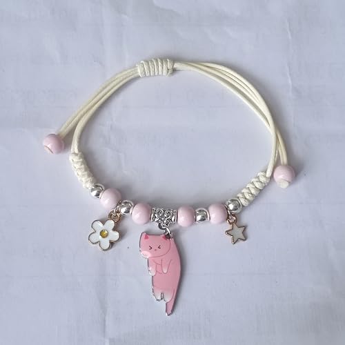 Cute Cat Charm Bracelet Beads Adjustable Braided Bracelet Friendship Birthday Party Kawaii Jewelry Gifts for Women4