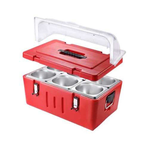 NYHGOXM 業務用 大容量 保冷クーラーボックス 屋台/アウトドア/出前 持ち運び便利 アイスボックス (スチールカバー + ダブルフリップカバー,内側の洗面器6個 10CM)