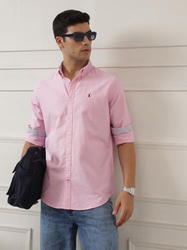 Image of Thomas Scott Men's Cricket Club Collection Classic Regular Fit Twill Shirt | 100% Cotton Long Sleeve Solid Shirt with Button Down Collar (Available in Plus Size)