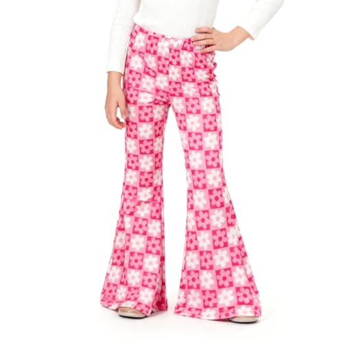 MIANZHI Girls Red Floral Print Flare Leggings High Waist Bell Bottom Pants 5-14Y Red