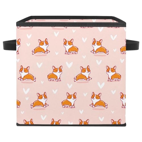 Boîte de rangement pliable motif Corgi avec poignées solides