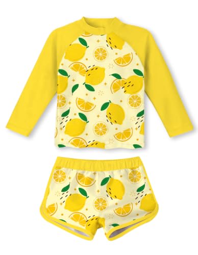 Image of Vogseek Girls Rash Guard Two Pieces Swimsuit Long Sleeve Bathing Suit for 3-10 Years