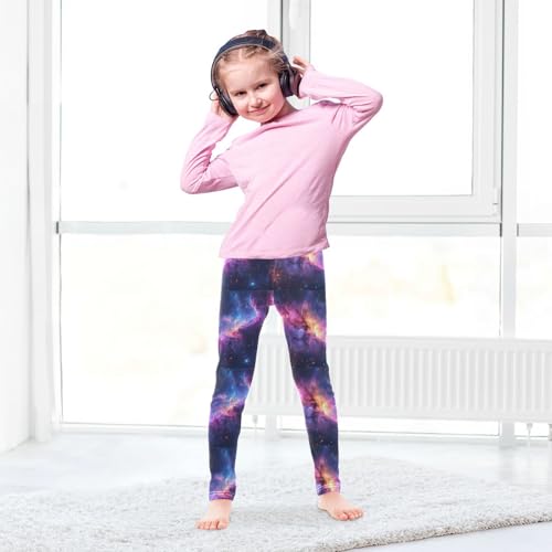Boccsty Pink Purple Galaxy Girls Leggings Kids Yoga Pants Dance Active Tights 4T4