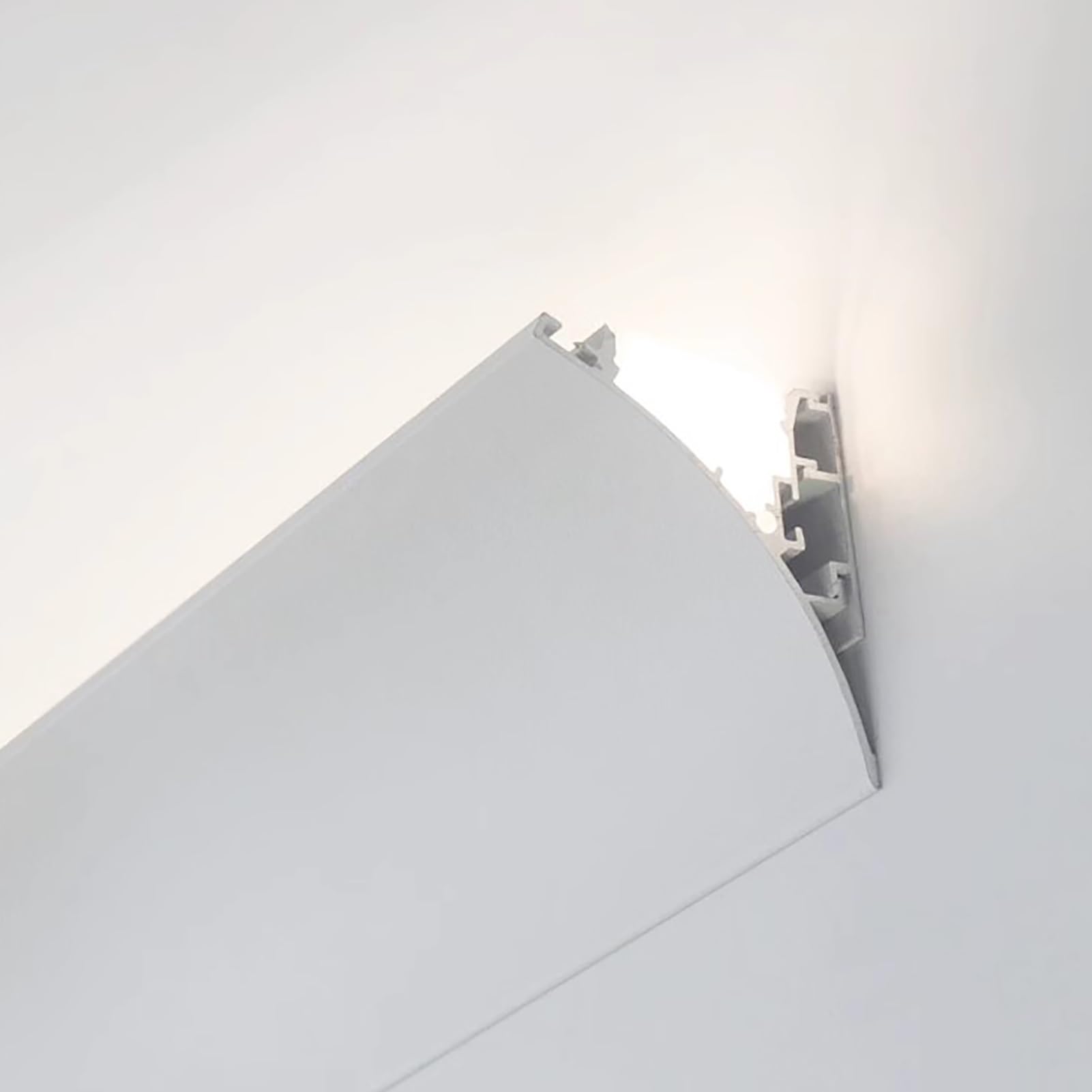 Difusor de luz con piezas de esquina y abrazaderas, borde de pared interior para iluminación ambiental, fácil instalación, decoración del hogar, perfecto para sala de estar, dormitorio y oficina