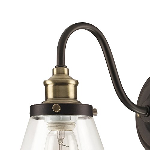 Jackson 1-Light Wall Sconce, Oil Rubbed Bronze, Antique Brass Accent, Clear Glass Shade,64932 #TOP1