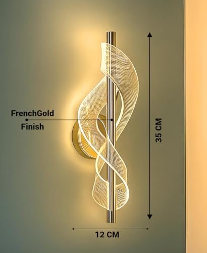 Image of FILLISKA Luxurious Acrylic Crystal Wall Lamp with Adjustable Colour Changing Function, Elegant Finish (Acrylic FrenchGold-F53)