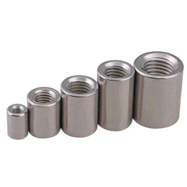 2pcs M8 x 30mm Long x 13mm OD Round, Rod Coupling Nuts Stainless Steel Long Nut Abbott