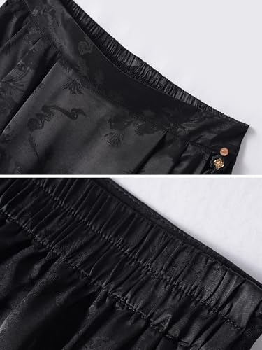 HangErFeng Women Silk Jacquard Black Skirt 1013