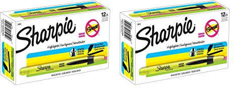 Sharpie Accent Retractable Highlighters, Chisel Tip, Fluorescent Yellow, Box of 12-2 Pack