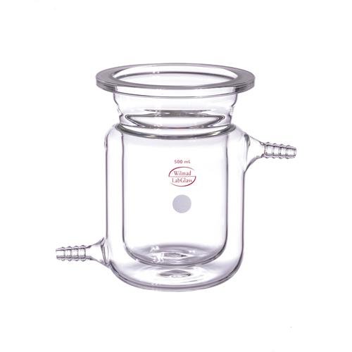 Wilmad-Lab Glass LG-8089-104 Cylindrical Reaction Vessel, Flat Flange, Jacketed, 2 L Capacity