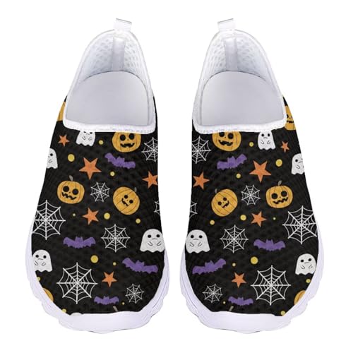 FKELYI Halloween Shoes for Women Slip On Walking Shoes Breathable Mesh Flats Athletic Running Tennis Sneakers