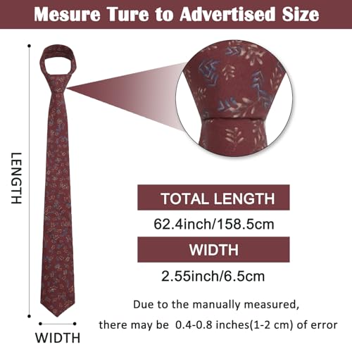 Image of Mantieqingway Men Skinny Tie Cotton Floral Necktie for Wedding Groomsmen Tie